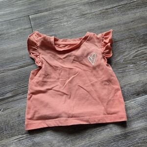 2T Girls Coral Ruffle Sleeve Kids Cropped Top